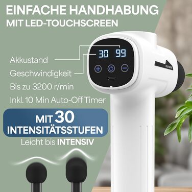Масажер для м'язів з 6 насадками та 30 швидкостями, USB-C, LCD-екран | Масажна пістолета, масажер м'язів