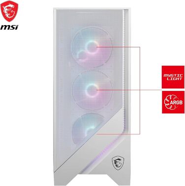 Корпус ПК MSI MAG Forge 320R Airflow White - Mid-Tower, ATX, підтримка RTX 40 GPU, ARGB вентилятори, магнітні фільтри, загартоване скло