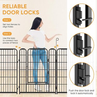 Вольєр для цуценят, ігровий майданчик, вольєр для цуценят з дверцятами та засувом, огорожа для тварин, загін для собак, вольєр для кроликів, металеві з'єднання, 65 x 80 см (8 перегородок)