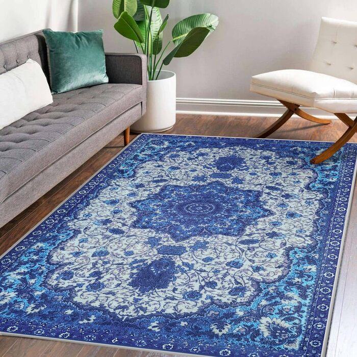 Килим для вітальні сучасний, короткий ворс, нековзний, миючий, пухнастий, м'який, сіро-білий, 120 x 160 см