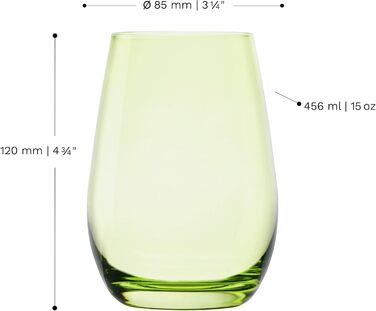 Stölzle Lausitz ELEMENTS Glasses 465 ml Green I Drinking Glasses 6-Piece Set I Dishwasher-Safe Glass Set I High Impact Resistance I Universal Glasses as Water Glasses, Juice Glasses, Whisky Glasses