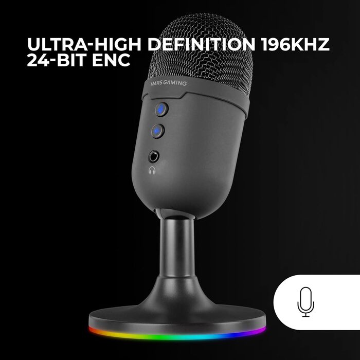 Мікрофон Mars Gaming MMIC-XT: Професійний студійний мікрофон з кульковим кріпленням, поп-фільтром та антишоком, 192Khz/24-bit, Чорний