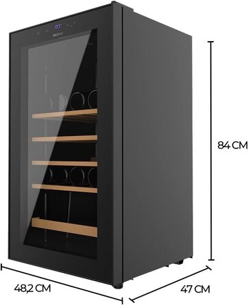 Cecotec Bolero GrandSommelier 36000 Wine Cooler - 95 Liter, Compressor, Touch Control, LED, Black - 36 Bottles
