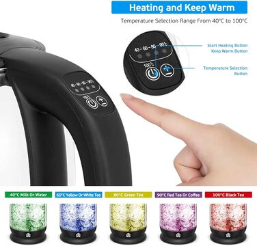ForMe Stainless Steel Kettle 1.7 L with Temperature Setting, Temperature Selection 40-100°C | LED Digital Temperature Display | Adjustable Kettle | Teapot, Kettle, Keep-Warm Function | BPA Free (Without Tea Strainer 227)