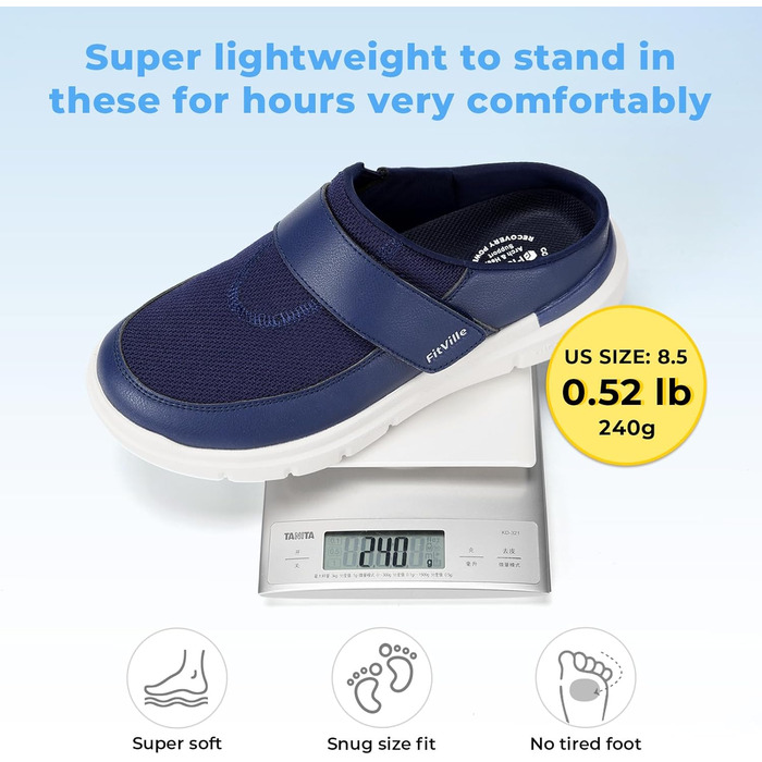 Домашні тапочки чоловічі FitVille для літніх людей з липучкою, розмір 41-50 (49/50 EU, широкі, темно-сині)