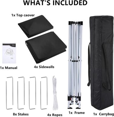 COBIZI Gazebo 3x3 Waterproof, Stable, Winter-Proof Party Tent 3x3 with 4 Side Walls, Pop-Up Folding Gazebo, UV Protection 50+, Garden Gazebo with Handbag, 8x Pegs and 4x Wind Rope, Black