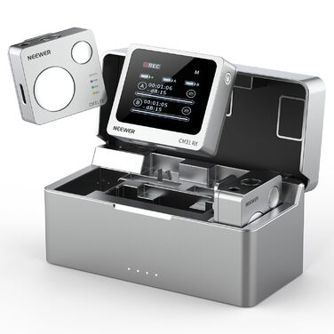 NEEWER Міні бездротове мікрофону, комплект 1RX+2TX+зарядний кейс, 150м радіус дії, для iPhone, iPad, Android, DJI, Insta360, PC, Mac