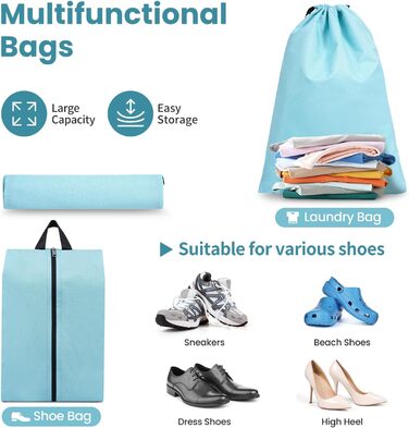 Набір кубиків-органайзерів для подорожей Prezon: 8 шт., м'ятний колір. Розширювані, з сітчастим вікном для зручності.