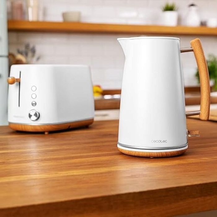 Електричний чайник Cecotec Thermosense 400 (білий з дерев'яними елементами), 3000 Вт, 1.7 л