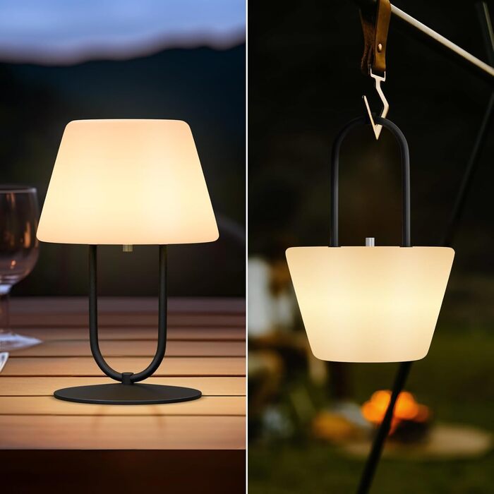 MALUX Акумуляторна настільна лампа LED, водонепроникна IP44, портативна, з димуванням та USB-C зарядкою (Конус)