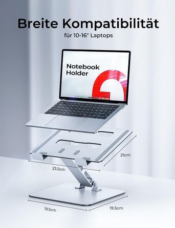 Регульований підставка для ноутбука: ергономічна, складна, з алюмінію, для MacBook Pro, HP (10–16
