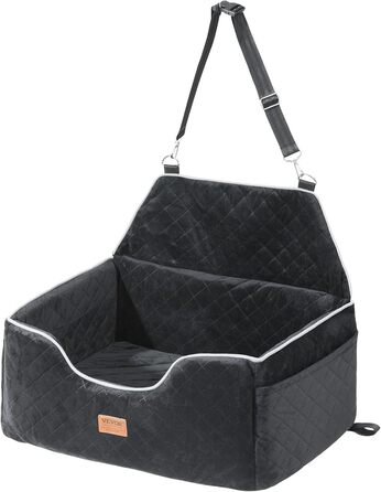 Автокрісло для собак VEVOR, чорне, велике (до 25 кг) з підсклянником та безпечною шлейкою