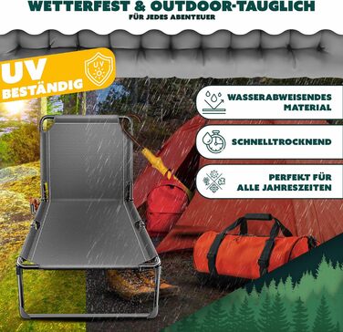 Кемпінгове ліжко KESSER® розкладне, 190x68x30 см, до 250 кг, з Oxford тканини та сталевим каркасом + сумка, подушка, кишеня та тримач для напоїв, для кемпінгу