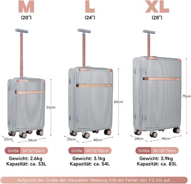 Набір валіз Homelux 3 шт. Бежевий, ABS, Hartschale, M-L-XL (950-silber)