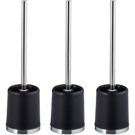 Набір з 3 універсальних щіток для унітазу Relaxdays з тримачем, знімний насаджувач, Ø 7 см, чорний