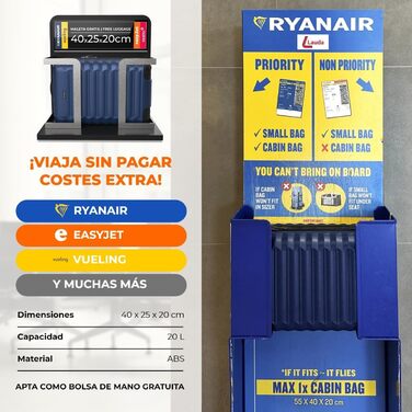 Чемодан ручної поклажі NUMADA Upfly – 40 x 25 x 20 см (20 л), ABS, знімні колеса, Marineblau (морський блакитний)