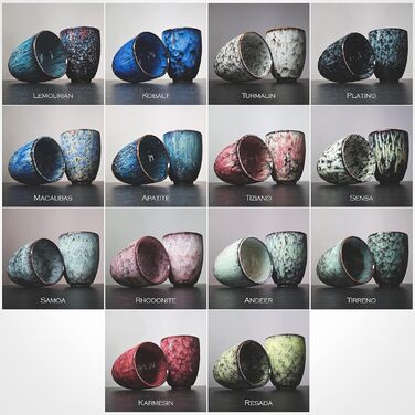 Керамічні чашки Ganzoo для кави та чаю, набір 2 шт, 200 мл, сучасний дизайн, без ручки, унікальні кольори