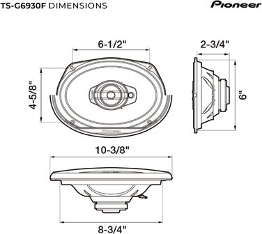 Автомобільна акустика Pioneer TS-G6930F 6x9 дюймів, 3-смугові коаксіальні динаміки, 400 Вт, комплект 2 шт., потужний звук, глибина монтажу 70 мм, з решіткою