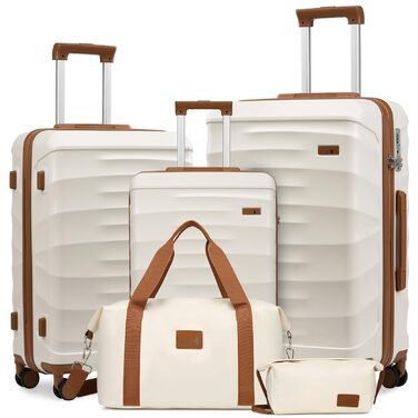 Набір валіз Sea Choice 5 в 1 з ABS-пластику: Trolley, велика місткість, 4 колеса, TSA-замок, 1 сумка, 1 косметичка, колір: Matcha Grün