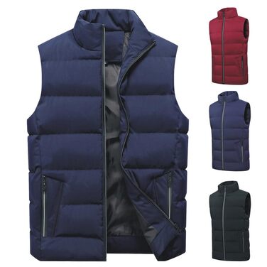 Чоловіча зимова степкова жилетка з коміром-стійкою, тепла, товста, без рукавів, бодівармер, слім-степкова куртка, для активного відпочинку, темно-синій