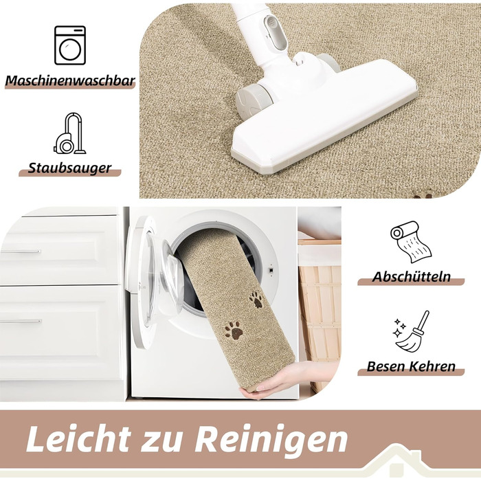 BEQHAUSE Non-Slip Stair Treads - 15 Piece Set, Washable Carpet for Stairs - Safe for Kids, Seniors & Pets, 22x70cm, 100% Polyester with TPE Backing