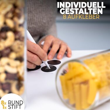 Скляні банки для зберігання з кришкою, кутові, 8 шт. - об'єм 5,2 л, посилена скляна тара, герметичні контейнери для продуктів, кухонні органайзери (5 шт. - круглі)