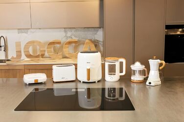 JOCCA аерофритюрниця 3,8 л, без олії, 1450 Вт, LED сенсор, енергоощадна, біла