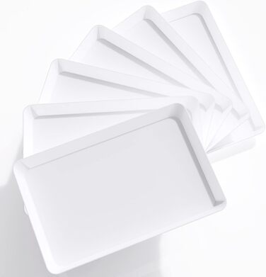 Сервірувальне піднос Lifewit з пластику, 36.7 x 2 см, великий набір, BPA-free, багаторазовий, для буфетів, свят, пікніків, сніданків та закусок, білий (6)