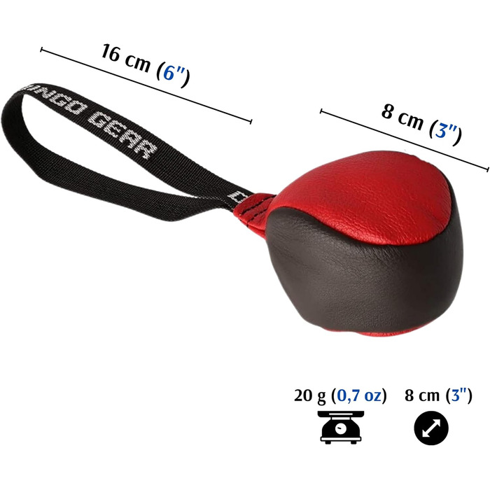 Іграшка для собак Dingo Gear Soft Ball з ручкою з натуральної шкіри для тренування укусу, для цуценят, 8 см, 2 шт.