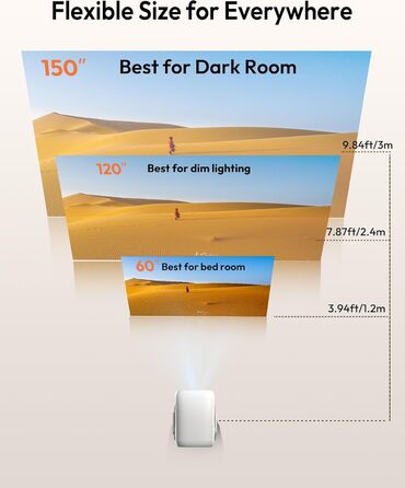 Портативний проєктор N5 1080P з WiFi та Bluetooth, сумісний з Netflix, обертовий на 135°, автоматична корекція трапецеїдальних спотворень, фільтр від пилу