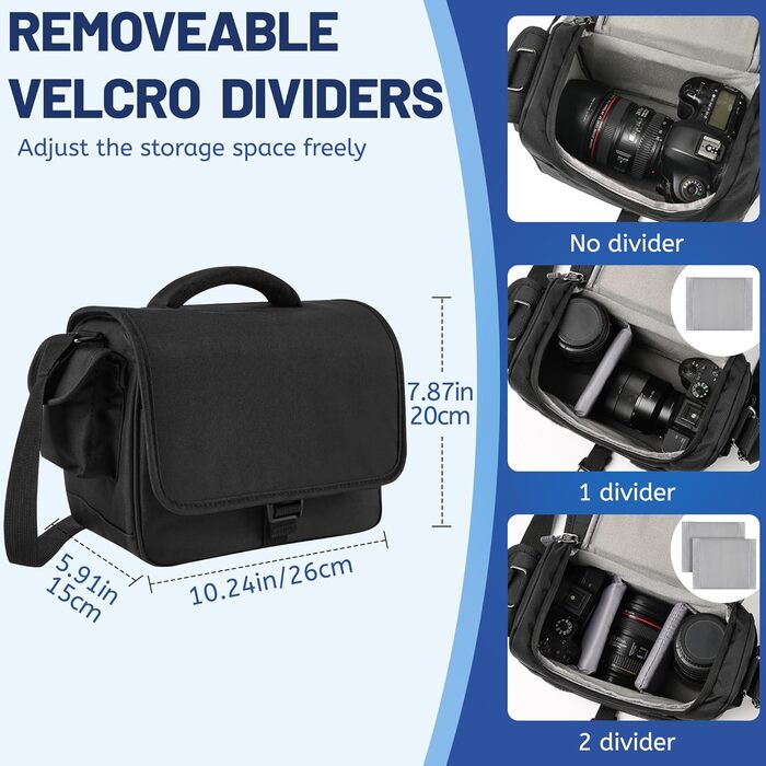 Водонепроникна сумка для камери SLR з дощовиком, ударостійка фотосумка з підкладкою, для щоденного використання (чорна)