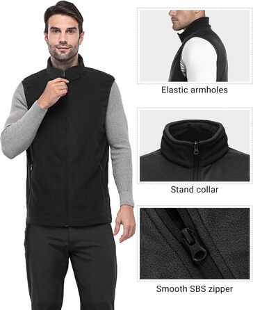 Чоловіча флісова жилетка Outdoor Ventures: легка, тепла, вітрозахисна, з кишенями на блискавці, чорна
