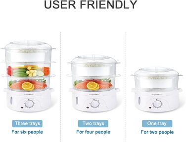 Пароварка Aigostar Fitfoodie 30CFO, 9 л, 800 Вт, 3 яруси, BPA Free, з таймером