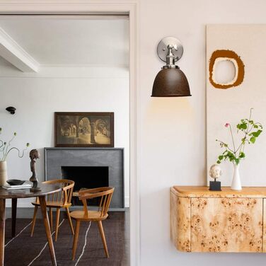 Phansthy 2 Pack Wall Sconce with Metal Shade Wall Lamp Industrial Design, Indoor Vintage Loft Wall Lamp E27 max. 40W for Living Room Bedroom Office Kitchen Hallway (White) (Rust-like)