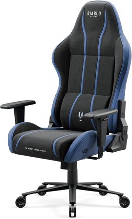 Ігрове крісло Diablo X-One 2.0, офісне, ергономічне, регульовані підлокітники, подушки для шиї та попереку, функція гойдання, колір Aqua Blue, розмір L