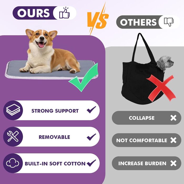 Pawaboo Сумка-переноска для собак та котів, сумка-транспортер для маленьких собак та цуценят, м'які стінки, фіолетовий колір