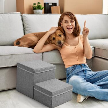 Сходинки для собак MINENICE - 2 шт., складані, з ящиками для зберігання, для маленьких собак, для диванів та ліжок