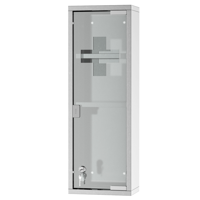 Kleankin Medicine Cabinet First-Aid Cabinet 20x12x58cm Stainless Steel with Frosted Glass in Silver, ideal for Home & Office