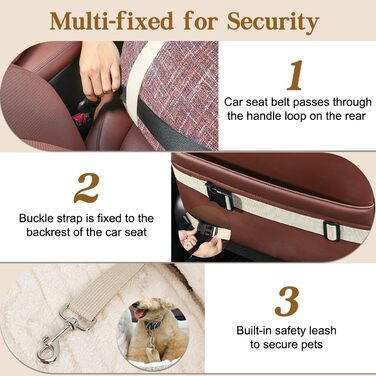 Крісло-ліжко для собак Pawaboo: безпечне та зручне автокрісло для маленьких собак до 11 кг (Magenta+Blau)