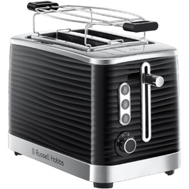 Тостер Russell Hobbs Inspire для 2 скибок, чорний, 6 режимів, широкі відділення, підставка для булочок, розморожування та підігрів