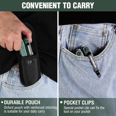 Мультитул WORKPRO 18 в 1: мультиінструмент з нержавіючої сталі з ножем, відкривачкою, ножицями, кліпсою для ременя. Ідеально для кемпінгу, ремонту, подарунок. У комплекті сумка.