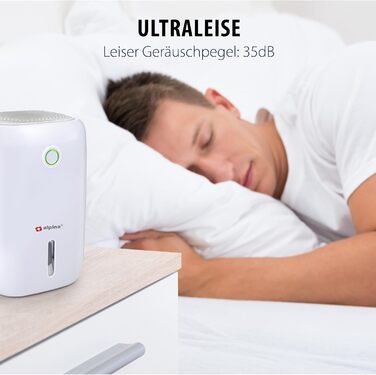 Електричний осушувач повітря Alpina – компактний, 330 мл/день, для підвалу, спальні, офісу (до 50 м²), знімний резервуар для води, білий