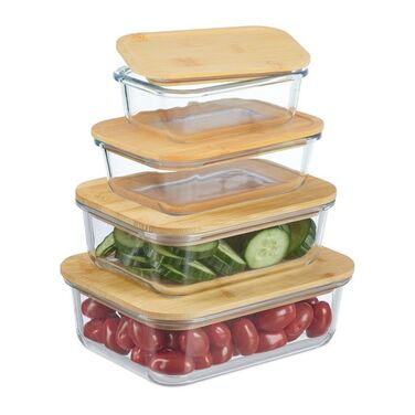 Relaxdays Glass Containers with Lids - Set of 4
