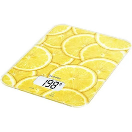 Кухонні ваги Beurer KS 19 Lemon - цифрові, з функцією тарування, 5 кг, сенсорні кнопки