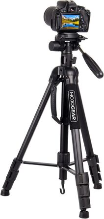 Штатив відео MOJOGEAR 140 см з тримачем для смартфона - штатив для камери/DSLR/телефона з алюмінію, з кульковою головкою, швидкознімною платформою, сумкою (SAB234)