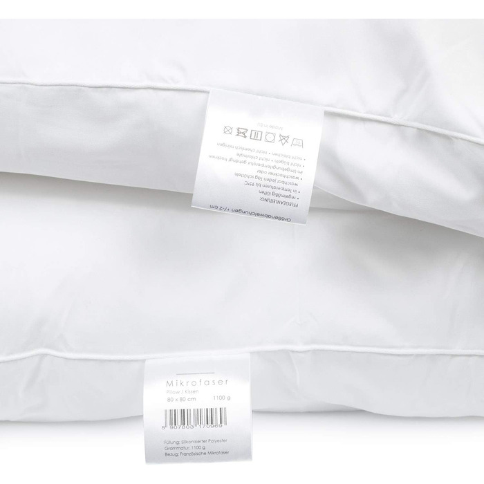 H&F Heimtextilien Top Quality Cushion 80x80 4-Piece Set | Allergy-Friendly Pillow with Oeko-TEX Certified | Cover: 100% Microfiber | Filling: 1100 Grams Polyester 4 80 x 80 cm