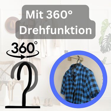 50 вешалок для одягу з поворотними гачками на 360 градусів, з переробленого пластику, чорного кольору, нековзні, економія місця, Made in EU. Блок для купівлі 50 шт. чорного кольору & Блок Hlkauf-block (50 шт. срібного кольору & Hlkauf-block)
