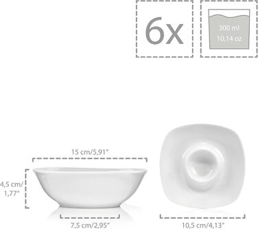 SÄNGER | Bilgola White Tableware Set, 30-Piece Porcelain Dinnerware Set for 6 People, Round Design Plate Set, Dinner Plates | PREMIUM COLLECTION Tableware Set 30 pcs