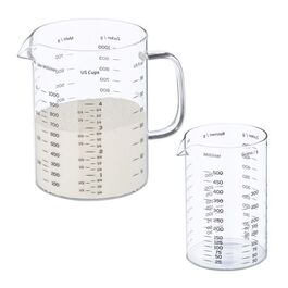 Relaxdays 2-Piece Glass Measuring Cup Set