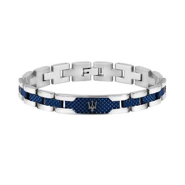 Браслет чоловічий Maserati JEWELS JM419ASC02 сталевий з PVD покриттям (сірий/синій)